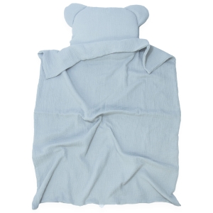 Kocyk Muślinowy 75 x 100 + podusia Miś Premium bez wypełnienia - Silver