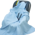Kocyk do fotelika Muślinowy z uszkami Premium bez wypełnienia - Baby blue