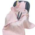 Kocyk do fotelika Muślinowy z uszkami Premium bez wypełnienia - Baby pink