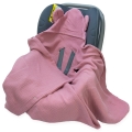 Kocyk do fotelika Muślinowy z uszkami Premium bez wypełnienia - Retro pink