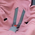 Kocyk do fotelika Muślinowy z uszkami Premium bez wypełnienia - Retro pink