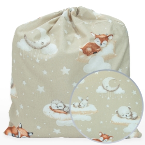 Worek na buty 30 x 40 cm - Śpiące zwierzątka beżowe