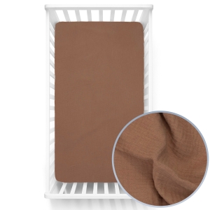 Prześcieradło 120 x 60 cm muślinowe Premium - Mocha Mousse
