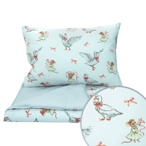 Pościel 120 x 160  - Tańczące gąski białe / szary