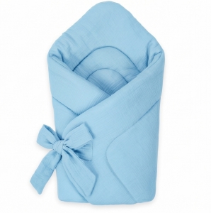 Rożek Muślinowy Premium letni  - Baby blue