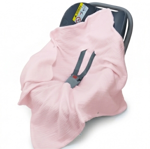 Kocyk do fotelika bez wypełnienia muślin Premium -  Baby pink