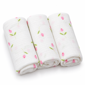 Pieluszki muślinowe 3 szt. Premium - Zestaw 21 (Tulipany)
