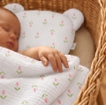 Kocyk Muślinowy 75 x 100 + podusia Miś Premium -  Tulipany